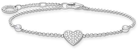 THOMAS SABO Armband Herz mit Steinen silber, 925 Sterlingsilber, 16-19 cm Länge