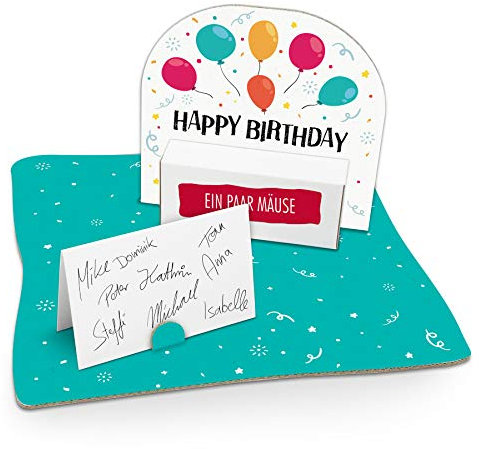 itenga Geldgeschenk I Motiv Luftballons/Happy Birthday I Geburtstag I Mitbringsel I Gutschein I Geschenkverpackung mit Bodenplatte, Geschenkkarte und Stickerbogen - zum Basteln und Dekorieren
