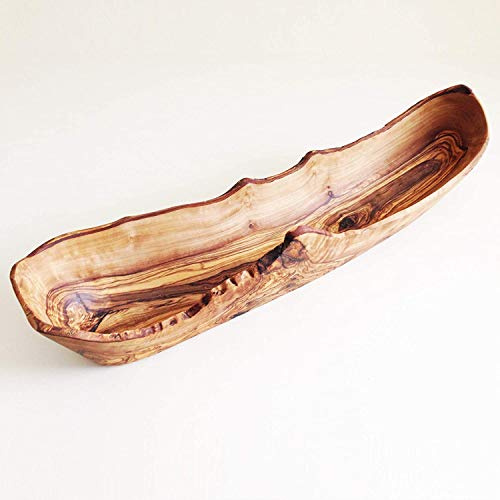 Generisch Brotschale länglich, Länge wählbar, Baguetteschale, Obstschale aus Olivenholz, Handarbeit (28 bis 30 cm)