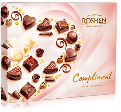Roshen Assortment Compliment, Cioccolatini Assortiti, Ripieni ai Gusti Noce, Mango, Mela Cotta, Egg Liquor, Confezione Regalo, 145g