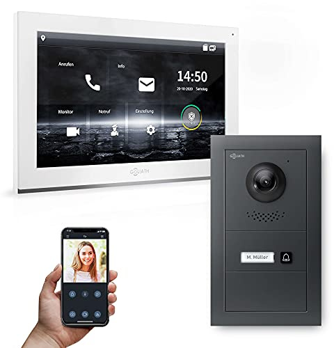 Goliath Hybrid | IP | Full-HD Video Türsprechanlage | App | 1-Fam | 1 x Full-Touchscreen 10 | Aluminium Aufputz Türstation | + Blanko Modul | 180° Ultra-Weitwinkel | AV-IPS-662