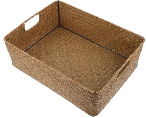 Cabilock Weave Storage Basket for Desktop Handcrafted Rattan Basket in Natural for Organizing Toys Cosmetics and Sundries Living
