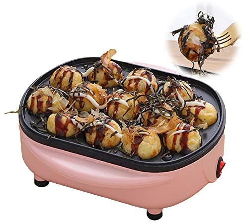 MNSRRN Máquina Takoyaki Multifuncional, Discos de Pulpo Takoyaki japoneses, máquina para Asar panqueques, Utensilios para Hornear de Cocina de 13 Orificios,Rosado