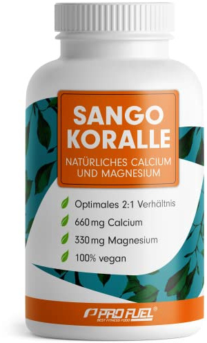 Sango Meereskoralle 180 Kapseln, hochdosiert mit 660mg Calcium + 330mg Magnesium pro Tag, natürlicher Calcium und Magnesium-Komplex – laborgeprüft mit Zertifikat - Vorrat für 60 Tage, 100% vegan