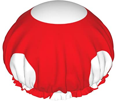 Cuffia da doccia a pois bianchi rossi per donne, strati doccia da bagno riutilizzabile fascia elastica orlo elasticizzato cappello per capelli