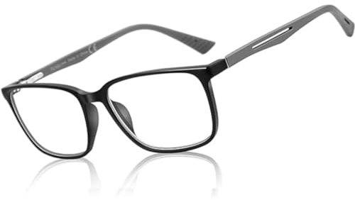 ZENOTTIC Gafas de Lectura para Hombre - Filtro de Luz Azul Presbicia Montura Quadrada - Bisagras de Resorte Anti-Reflejantes para Computadora Negro 3.0 x