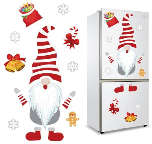 Imanes Navideños para Nevera, Imanes Pegatinas para Refrigeradores Decoraciones de Navidad, Bricolaje Magnéticas de Nevera para Puerta de Metal Pizarra Decoración Navideña - Papá Noel