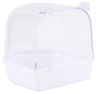 Colcolo Haustier-Vogel-Badebox, Käfig-Badewanne für Papageien, Wellensittich-Aufhängung, einfach zu installierende Sittiche, Kleiner Vogelkäfig, Weiß