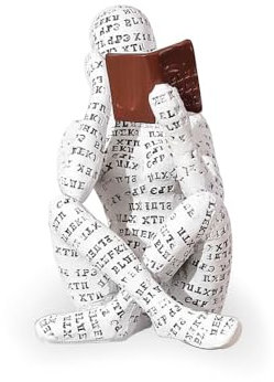 Joogour Modern Reading Woman Figurine - Home Decor Pulp Thinker Statue, Reading Women Sculpture Decoration for Home, Office, Living Room and Bookworms Abstract Thinker Statue for Shelf, Desk or Table