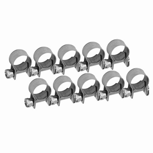 10Pcs Small Pipe Clamp Stainless Steel, Hose Clamp, Mini Fuel Line Pipe Hose Clamp Clip 6Mm-20Mm Optional Size for Thin Wall Hose in Small Sizes (11-13Mm)