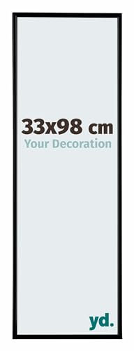 Your Decoration - Cornice 33x98 cm - Nero Opaco - Cornice Decorativa Parete in Plastica con Vetro in acryl - Antiriflesso - 33x98 Cornice - Evry