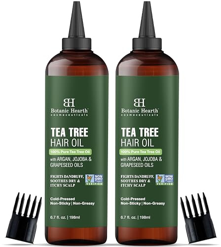 Botanic Hearth Tea Tree Hair Oil - 6.7 Fl Oz (2 Pack) - Scalp Treatment for Hair Loss, Dry & Frizzy Hair Repair, Deep Nourishing Oil for All Hair Types- 100% Natural and Vegan