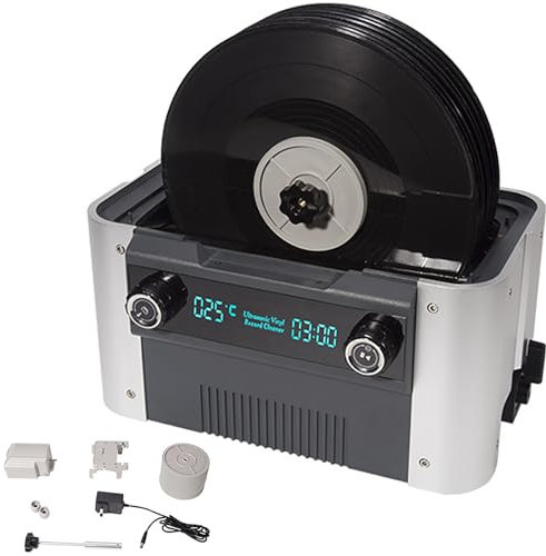 Vinyl Record Cleaner Kit - Professional Album Record Cleaning Machine with Automatic Control Drying and Air Drying, 49kHz High Frequency Decontamination
