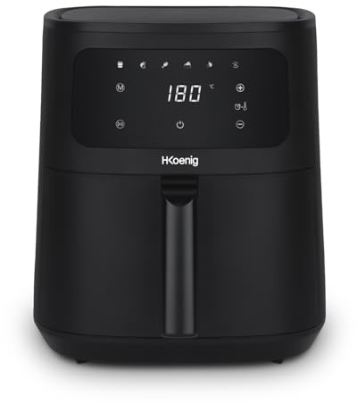 H.Koenig Airfryer XL FRY860 Fritteuse ohne Öl, Kapazität 6 l, für bis zu 8 Personen, verstellbar 80 – 200 °C, 6 Kochmodi, 60 Minuten Timer, 6 Programme, Touchscreen