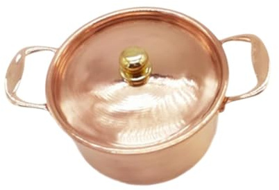 Baoblaze Kupfertopf, Suppentopf mit Deckel, Stielkasserolle für Induktionsherd, Kleiner Kupfertopf, Kochgeschirr, Schmortopf, Suppentopf zum Kochen