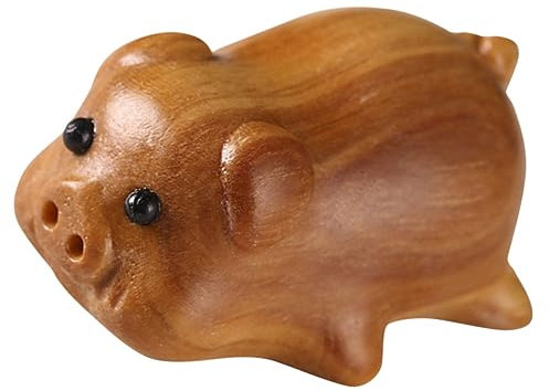 STOBAZA 2stücke Wooden Pig Pendant Holzschwein Schlüsselanhänger Für Chinesisches Sternzeichen Schwein Dekoration Süße Desktop Statue Vielseitig Einsetzbar Für Schlüssel Taschen