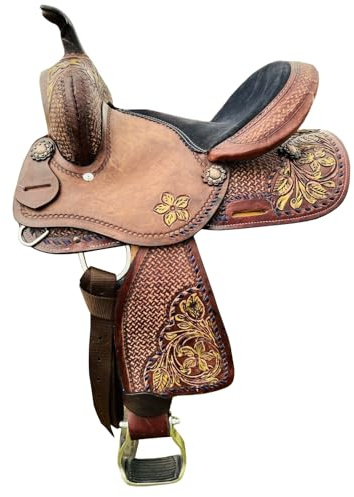 8 Youth - Sella per cavallo Western Pleasure Trail per bambini con sedile in pelle scamosciata ST-100A