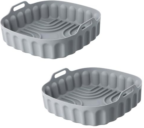YILANJIN Accessori Friggitrice ad Aria, 2 Pezzi 20.5 cm Teglie in Silicone per Friggitrice ad Aria, Silicone Contenitori per Friggitrice ad Aria, Teglie per Friggitrice ad Aria per Forno, Microonde