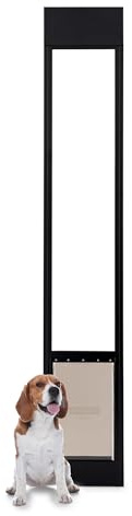 PetSafe 1-Piece Sliding Glass Pet Door for Dogs and Cats - Adjustable Height up to 80 11/16- Large, Black, No-Cut DIY Install, Aluminum Patio Panel Insert, Great for Renters or Seasonal Installation