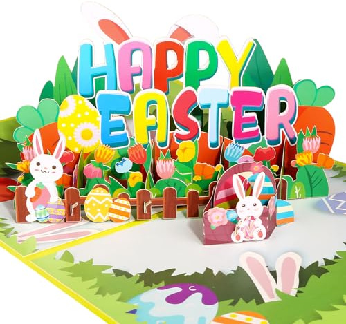 Kesote Osterkarten 3D Karten Pop Up Grußkarten Ostern Glückwunschkarten Kinder Basteln Osterhasen Happy Easter Ostereier