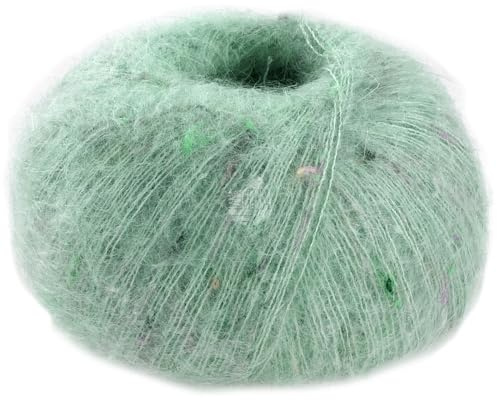 LANA GROSSA Natural Superkid Tweed | Feines Lace-Garn aus 60% Superkid Mohair mit 30% Seide, 7% Baumwolle, 3% Polyester und zarten Tweednoppen | 25g Wolle zum Stricken & Häkeln | 200m Garn FB632