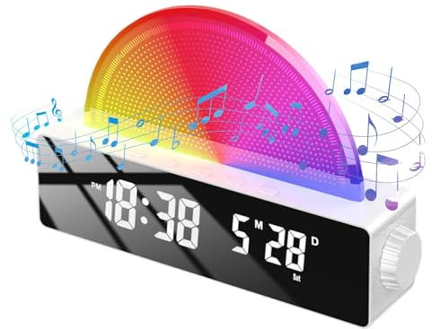 Sonnenaufgangs-Wecker, Lautsprecher, Wecklicht, intelligenter Wecker, Wecker für Schlafzimmer, mehrfarbiges Display für schwere Schläfer