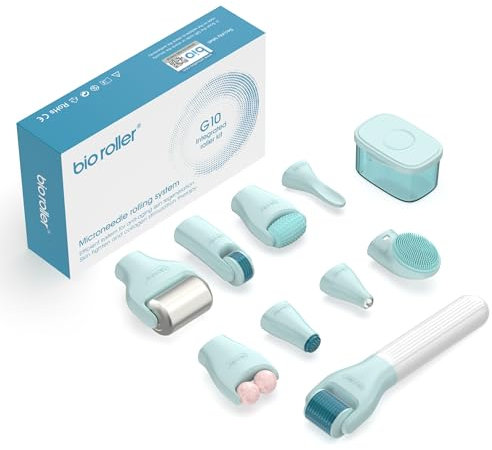 Ebeizi 10 in 1 Derma Roller set, Microneedling Roller kit for women and men, Include 9 replaceable roller head and a Sanitizing Box, Microneedle roller for beard hair regrowth, Skin Care Massager