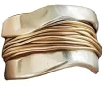 ILESTDG Silver Ring with Gold Threads, Silber Spinner Band Ringe,Minimalistisches Design (10)