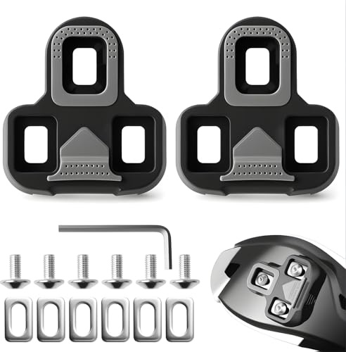 Kompatibel mit Look Keo Pedale, 3-Loch Grip Carbon Cleats, Fahrradzubehör Set, Sicherer Halt und Flexibles Design für Rennrad und MTB, Inklusive 6 Stück Pedalplatten