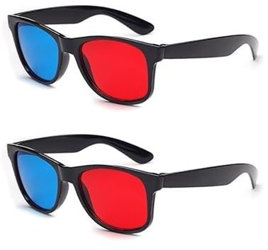 GZRYEJLEI 2 gafas de visualización 3D rojas y azules, marco universal de vídeo dimensional de película de TV, vidrio de juego de DVD, accesorios de diseño simple de peso ligero