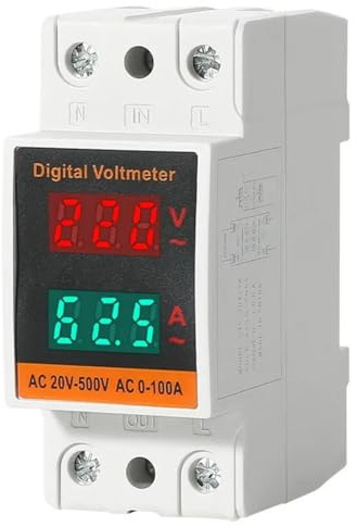 Paaruter Misuratore Digitale di Energia Monofase A Binario DIN con Display Doppio, Voltmetro CA, Amperometro e Misuratore di Potenza Digitale.