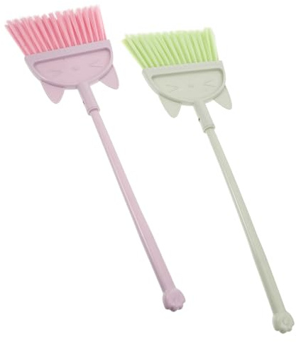 Yardwe 3pcs Mini Cleaning Broom with Plastic Handles for Small Room Sweeping Brushes for Childrens Housework Cute Cartoon Design Encouraging Fun and Practical Floor Cleaning