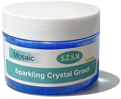 Mosaic Grout for Crafts, Sparkling Colorful Crystal Caulk is Specially Designed for Use in Mosaic Kits for Adult to Decorate Tessellated Coasters, Table Tops, Walls and Vases. (Blue, 9.0 oz)