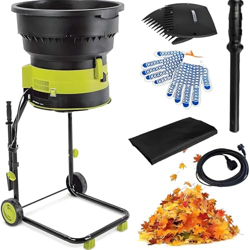 HuanSebesity Electric Leaf Mulcher Shredder,Ultimate Garden Cleanup Composting Tool Kit,8000rpm Chipper with17:1Mulch Ratio,Large Collection Bag,for Yard Cleanup and Composting Powercord×30m