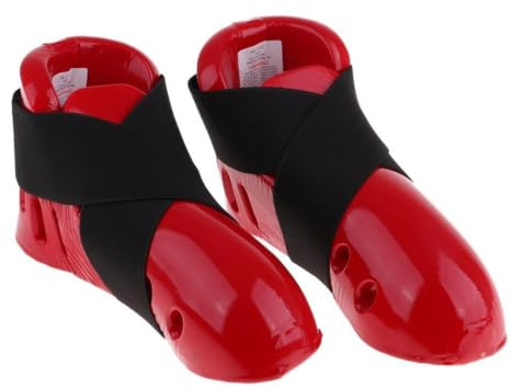 Zanthicia Protezione per Sparring del Piede ad Protezione per Scarpe da Karate e Taekwondo Attrezzatura in PU Sport da Combattimento Resistente agli Urti Senza Suola, Rosso, l