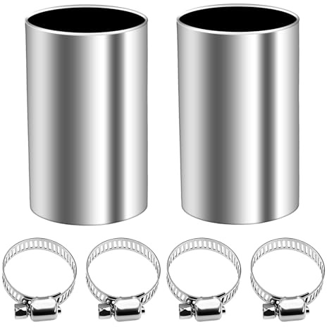 KLINNA 2 conectores de tubo de escape para calefacción de estacionamiento, diámetro de 24 mm, acero inoxidable, conector de tubo con 4 pinzas, tubo de extensión de escape de 50 mm para sistemas de