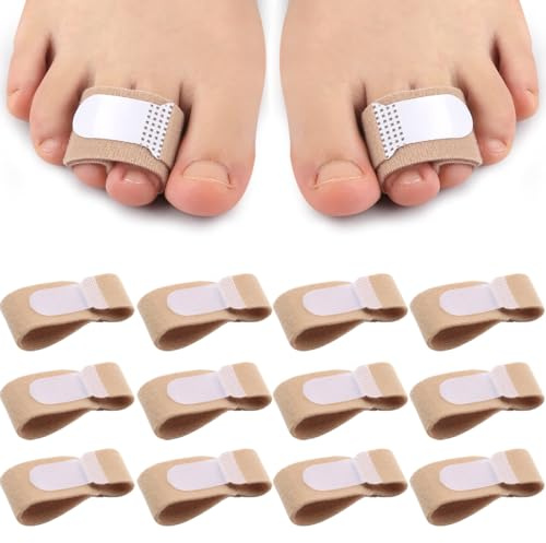 WUYJI Correcteurs d'orteils, Correcteur d'orteil en marteau en 12 pièces avec bandage rembourré pour orteil en marteau, orteil fracturé, orteil plié et orteil chevauchant (couleur chair)
