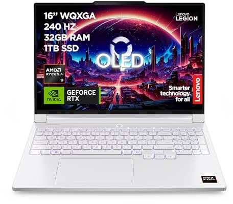 Lenovo Legion 7a Gen 11 | 16 inch WQXGA OLED Gaming Laptop | AMD Ryzen AI 9 HX 470 | NVIDIA GeForce RTX 5060 | 240Hz | 32 GB RAM | 1 TB SSD | Wi-Fi 7 | Windows 11 Home | Glacier White