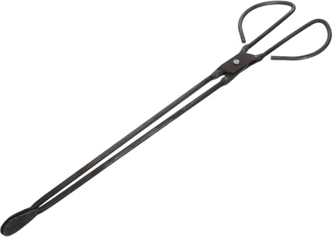 Mikikit Steel Firewood Picker Tongs 48cm Long Flat Head Manual Log Tong Heavy Duty Steel Briquette Pickup for Fireplace Fire Pit Outdoor Wood and Garbage Handling