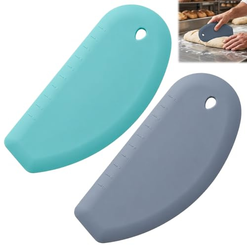 Silicone Dough Scraper, 2 Pcs Flexible Curved Edge Bowl Scraper for Baking Sourdough Bread and Cake, Multipurpose Kitchen Tool with 6.9 x 3.2 Inch Size, Easy to Clean and Store