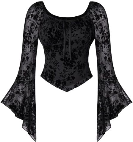 SCARLET DARKNESS Women Medieval Shirts Wrap Top Long Sleeve Gothic Clothes