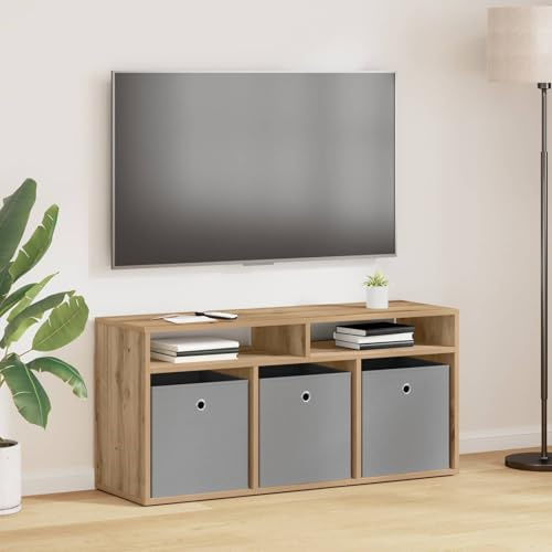 Boltkex Lowboard Artisan-ek 102 x 32 x 48,5 cm med 3 lådor och 2 hyllor, TV-skåp för vardagsrum, mediemöbler med lagringsutrymme och infällda handtag