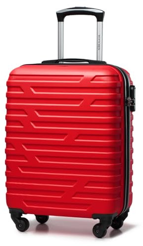 WITTCHEN A-line Handgepäck Handgepäck Rollkoffer Reisekoffer Hartschale ABS Hochwertig und stabil Größe S Rot Lufthansa/Eurowings/Ryanair/Condor/Discover Airlines