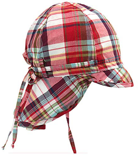 maximo Premium Class Mädchen Kindermütze mit Nackenschutz Karo rot Größe: 45