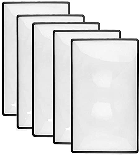 RZJZGZ 5 Pack Page 3X (300%) Magnifying Lens, Clear, 4.75x7 | Fresnel Lenses, Full Page Magnifier, Ideal for Reading Small Prints, Low Vision Seniors