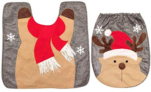 2018 neue Festival Bad Produkte 2 STÜCKE Set Phantasie Schneemann Toilettendeckel Und Teppich Bad Set Weihnachtsdekoration Hohe Qualität, C, China