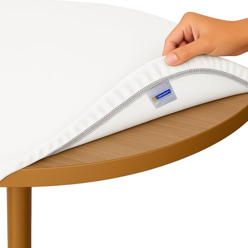 BIANCALUNA - Copritavolo Rotondo Genius Tinta Unita Anti Macchia - per tavoli con Diametro da 115 a 135 cm Made in Italy - Bianco
