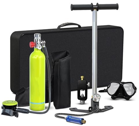 AUNLPB Scuba Tank, Scuba Diving Tank Ausrüstung, 1L Mini Scuba Dive Cylinder Schnorchelausr Stung Sauerstofftauchg nge mit Einer Kapazit?t von 15-20 Minuten das Tauchen unter Wasser,Grün