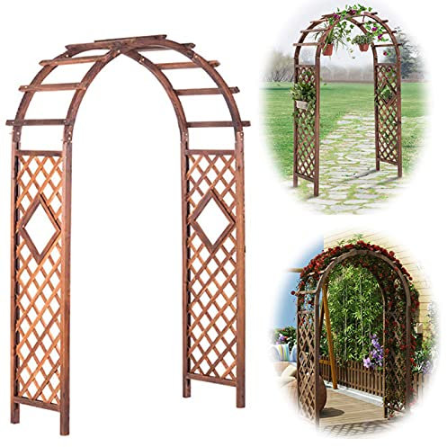 Daoyuan Bois D'arche De Jardin,Arche À Rosiers Imprégnée De Pin,Treillis De Pergola pour Plantes Grimpantes,Arcs De Mariage,Tonnelles,Résistant Aux Intempéries Et Autoportant,120x215cm/140x225 cm