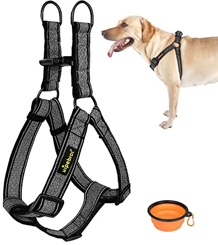 Xipebros No Pull Dog Harness with Reflective Adjustable,Stops Pets from Pulling and Choking On Walks for Large Dogs (Black, XXL)